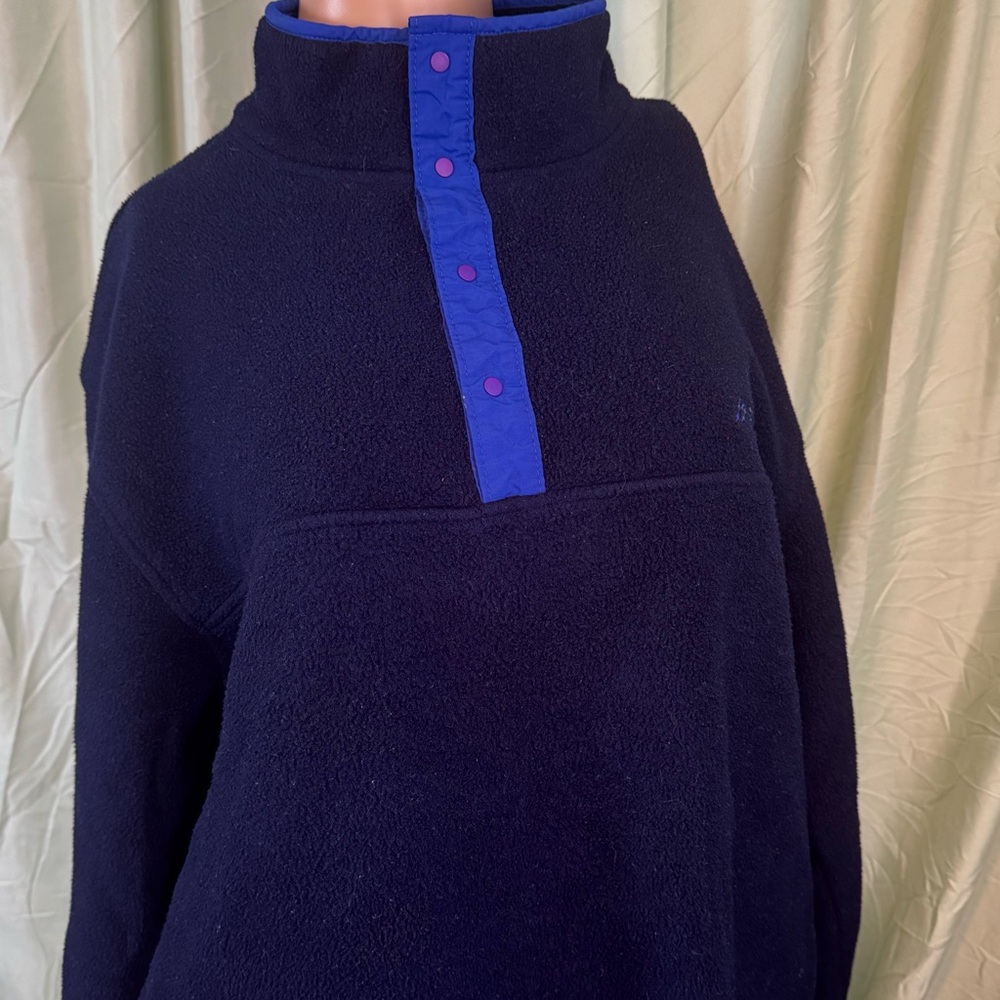 Vintage LL Bean Snap Fleece Pullover with Cursive Logo